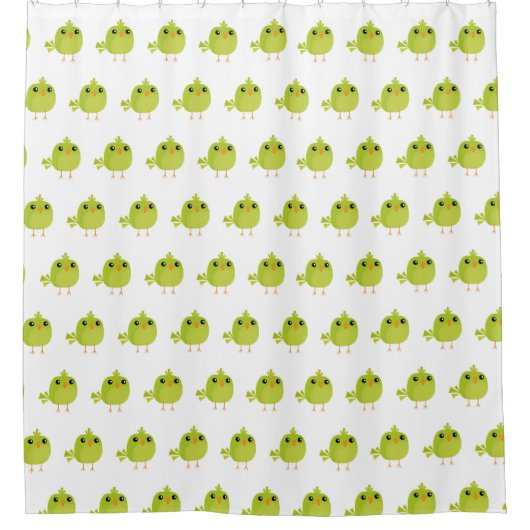 Green Bird Cartoon Douchegordijn (Voorkant)