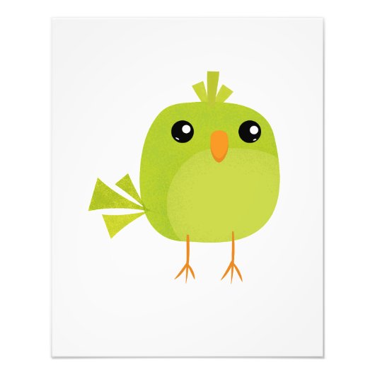 Green Bird Cartoon Foto Afdruk (Voorkant)