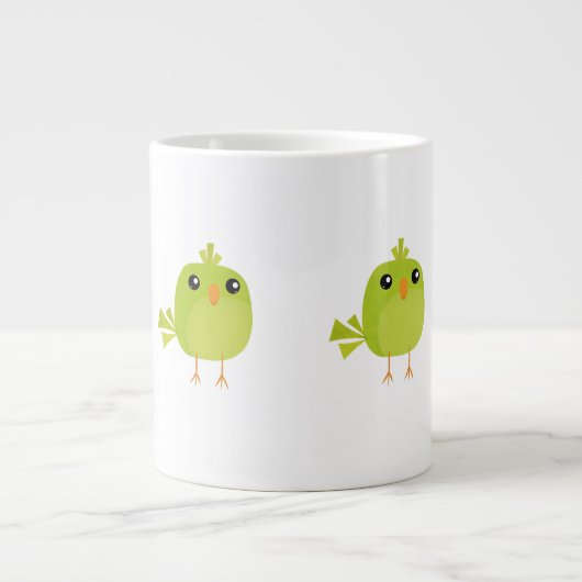Green Bird Cartoon Grote Koffiekop (Voorkant)