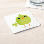 Green Bird Cartoon Kartonnen Onderzetters (Gebogen)
