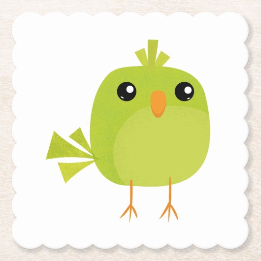 Green Bird Cartoon Kartonnen Onderzetters (Voorkant)