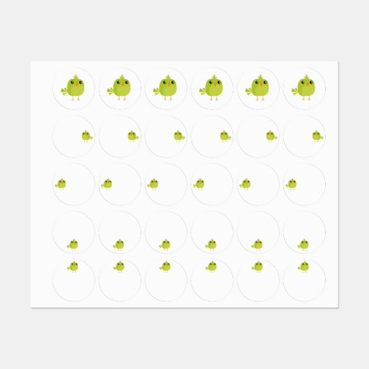 Green Bird Cartoon Labels (Vel)
