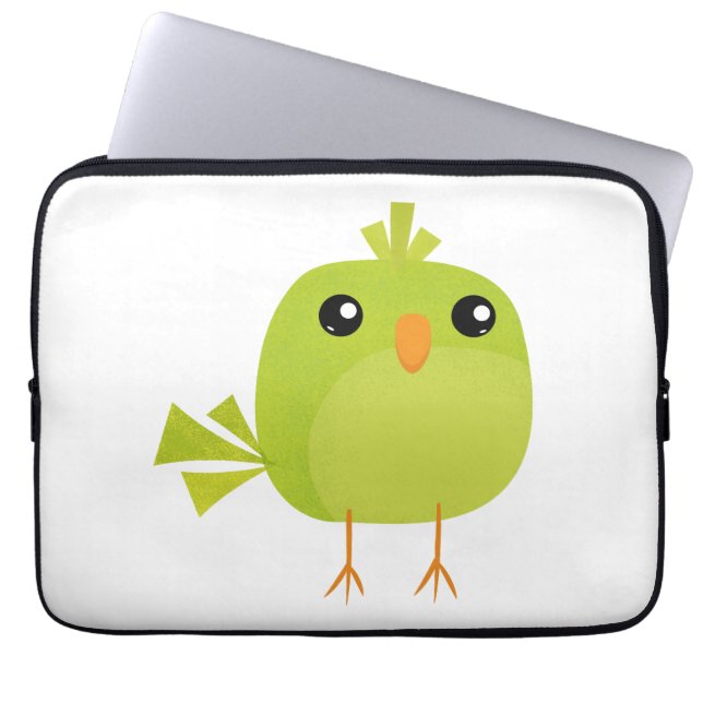 Green Bird Cartoon Laptop Sleeve (Voorkant)