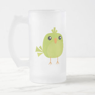 Green Bird Cartoon Matglas Bierpul