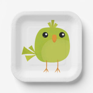 Green Bird Cartoon Papieren Bordje