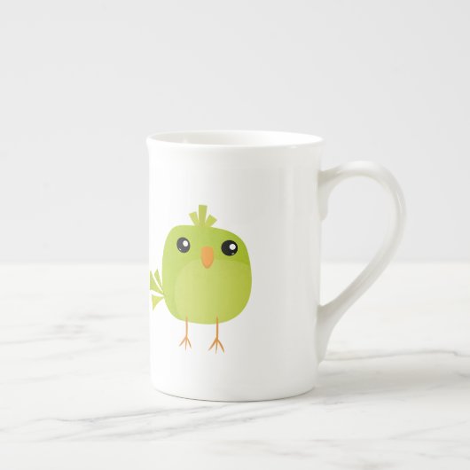 Green Bird Cartoon Porselein Kop (Rechts)