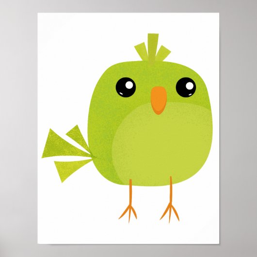 Green Bird Cartoon Poster (Voorkant)