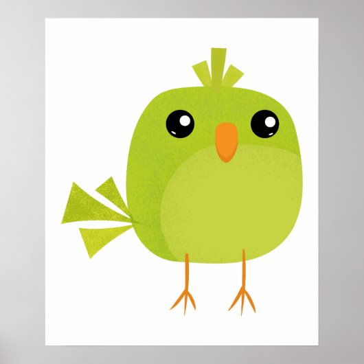 Green Bird Cartoon Poster (Voorkant)