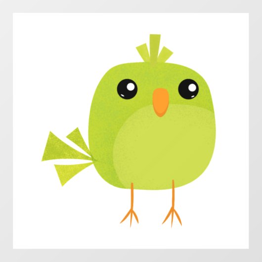 Green Bird Cartoon Raamsticker (Vel)