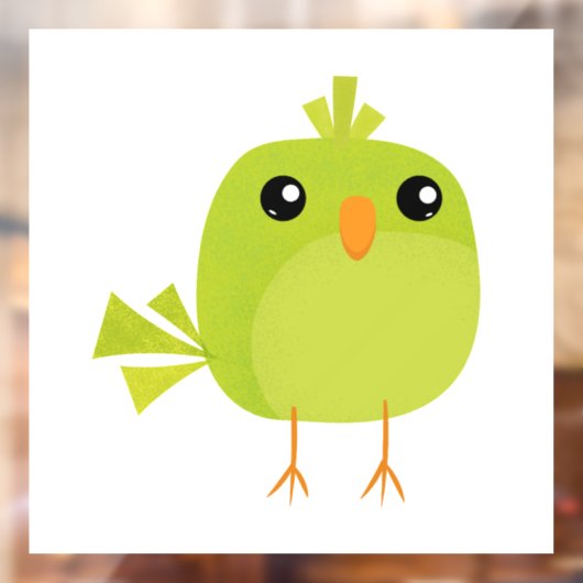 Green Bird Cartoon Raamsticker (Vel 2)