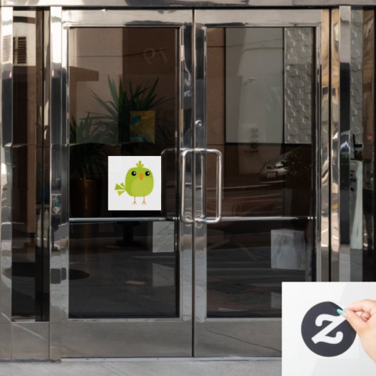 Green Bird Cartoon Raamsticker (Kantoordeur)