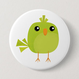Green Bird Cartoon Ronde Button 7,6 Cm