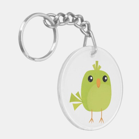 Green Bird Cartoon Sleutelhanger (Voorkant Links)