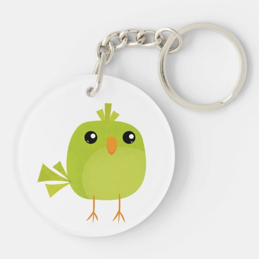 Green Bird Cartoon Sleutelhanger (Achterkant)