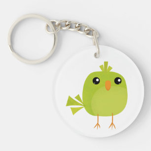 Green Bird Cartoon Sleutelhanger