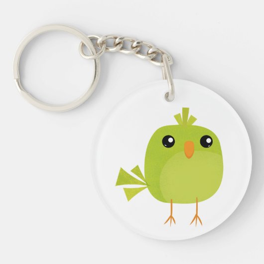 Green Bird Cartoon Sleutelhanger (Voorkant)