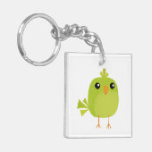 Green Bird Cartoon Sleutelhanger (Voorkant Links)