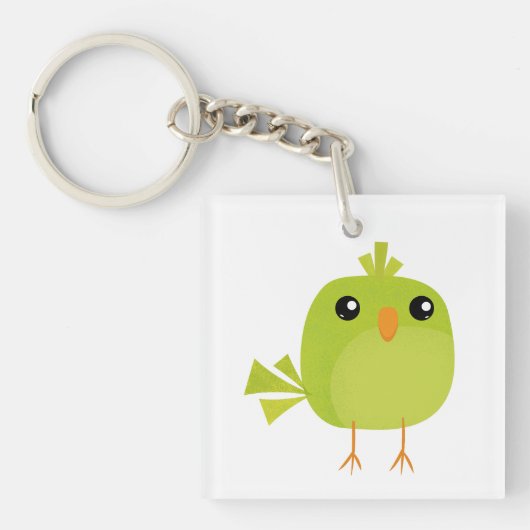 Green Bird Cartoon Sleutelhanger (Voorkant)