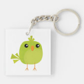 Green Bird Cartoon Sleutelhanger (Achterkant)