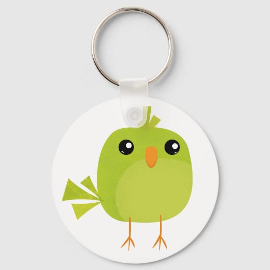 Green Bird Cartoon Sleutelhanger (Voorkant)