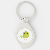 Green Bird Cartoon Sleutelhanger (Voorkant)