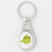Green Bird Cartoon Sleutelhanger (Voorkant)