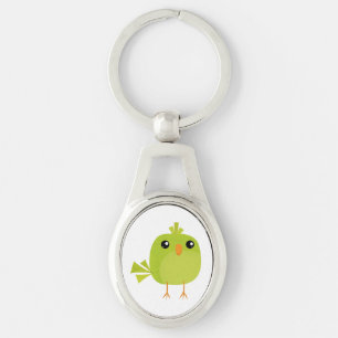 Green Bird Cartoon Sleutelhanger