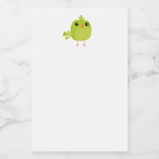 Green Bird Cartoon Voedselcontainer Etiket (Enkel label)