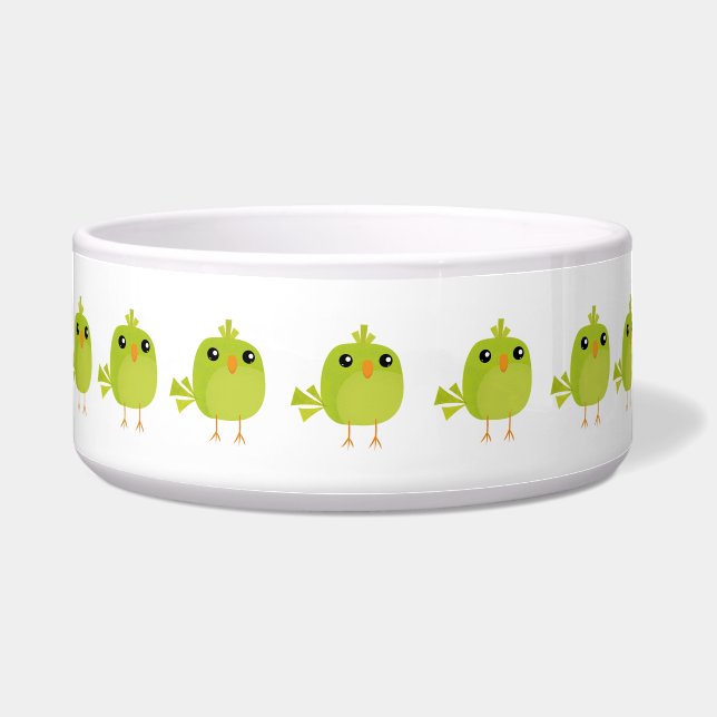 Green Bird Cartoon Voerbakje (Voorkant)