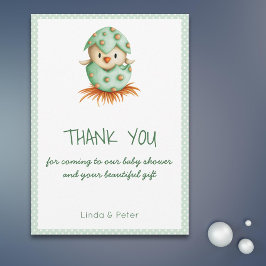 Green Bird Hatching Baby shower Bedankt Card Kaart