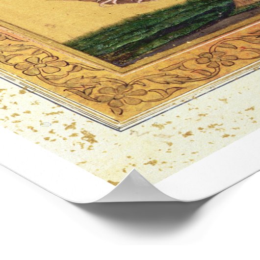 Green Bird, Mughal (gouache op papier) Poster (Hoek)