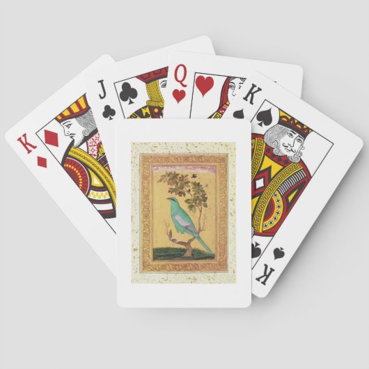 Green Bird, Mughal (gouache op papier) Speelkaarten (Achterkant)