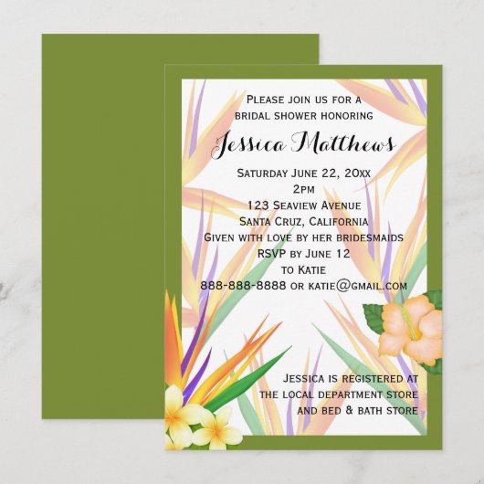 Green Bird of Paradise Vrijgezellenfeest bruiloft Kaart (Voorkant / Achterkant)