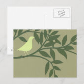 Green Bird Perched on Green Branch Briefkaart (Voorkant / Achterkant)