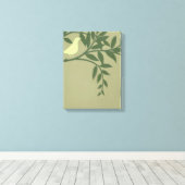 Green Bird Perched on Green Branch Canvas Afdruk (Insitu (Houten vloer))