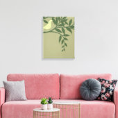 Green Bird Perched on Green Branch Canvas Afdruk (Insitu (Woonkamer))