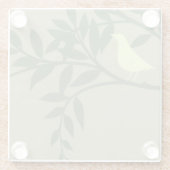 Green Bird Perched on Green Branch Glazen Onderzetter (Achterkant)