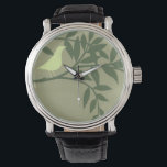 Green Bird Perched on Green Branch Horloge<br><div class="desc">Zoals de kleur groen? Dan is dit de perfecte kunstdrukkunst voor je! Dit prachtige schilderij van een geel-groene vogel op een donkergroene tak past perfect bij elk Zazzle product. Het afbeelding van Norman Wyatt bestaat uit drie groene tinten. Bestel vandaag nog!</div>