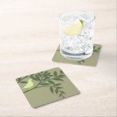 Green Bird Perched on Green Branch Kartonnen Onderzetters (Insitu)