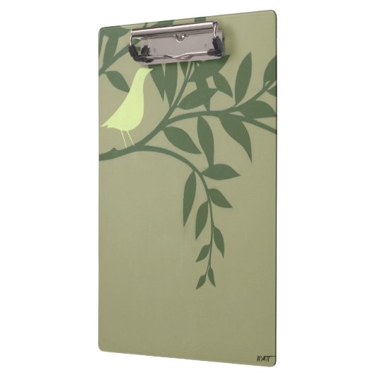 Green Bird Perched on Green Branch Klembord (Links)