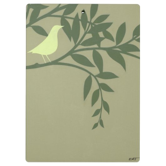 Green Bird Perched on Green Branch Klembord (Achterkant)