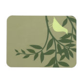 Green Bird Perched on Green Branch Magneet (Horizontaal)