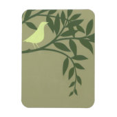 Green Bird Perched on Green Branch Magneet (Verticaal)