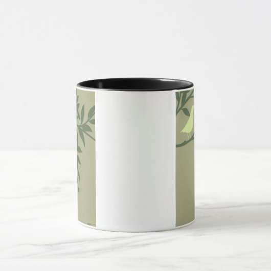 Green Bird Perched on Green Branch Mok (Midden)