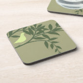 Green Bird Perched on Green Branch Onderzetter (Linkerzijde)