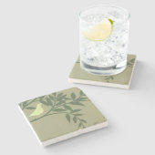 Green Bird Perched on Green Branch Stenen Onderzetter (Zijkant)