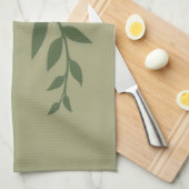 Green Bird Perched on Green Branch Theedoek (Quarter Fold)