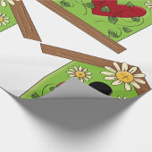 Green Birdhouse met hart en madeliefjes Cadeaupapier
