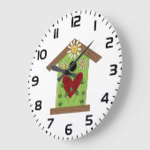 Green Birdhouse met hart en madeliefjes Grote Klok (Hoek)