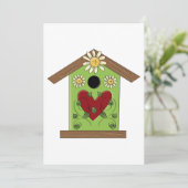 Green Birdhouse met hart en madeliefjes Kaart (Staand voorkant)